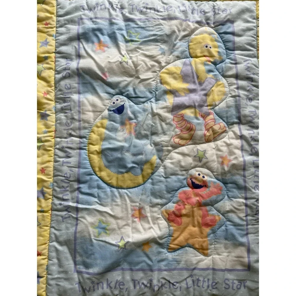 Rare Sesame Street Twinkle Little Star Baby Blanket Crib Comforter Quilt Vtg